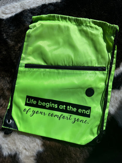 'Life Begins' Drawstring Bag