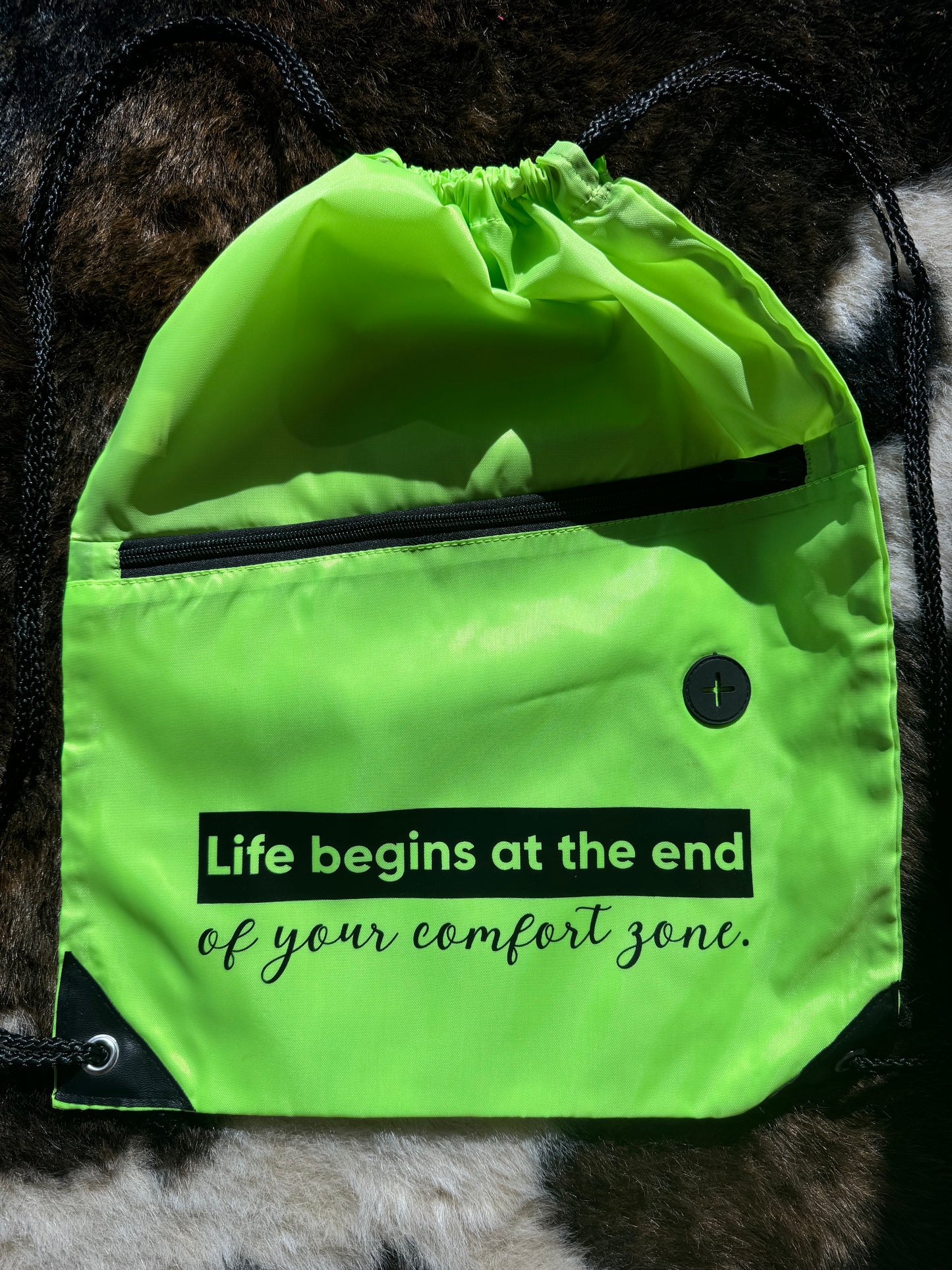 'Life Begins' Drawstring Bag